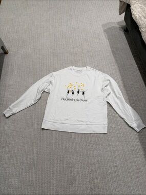 Brand new - White Crewneck Graphic Sweater - 'Beginning is Now'